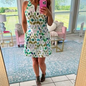 Milly Blue Purple Green White Printed Racerback A Line Dress Size 6